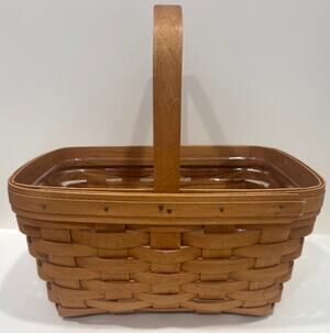 LONGABERGER Large Basket 2006 Handmade Woven USA Liner Cottage